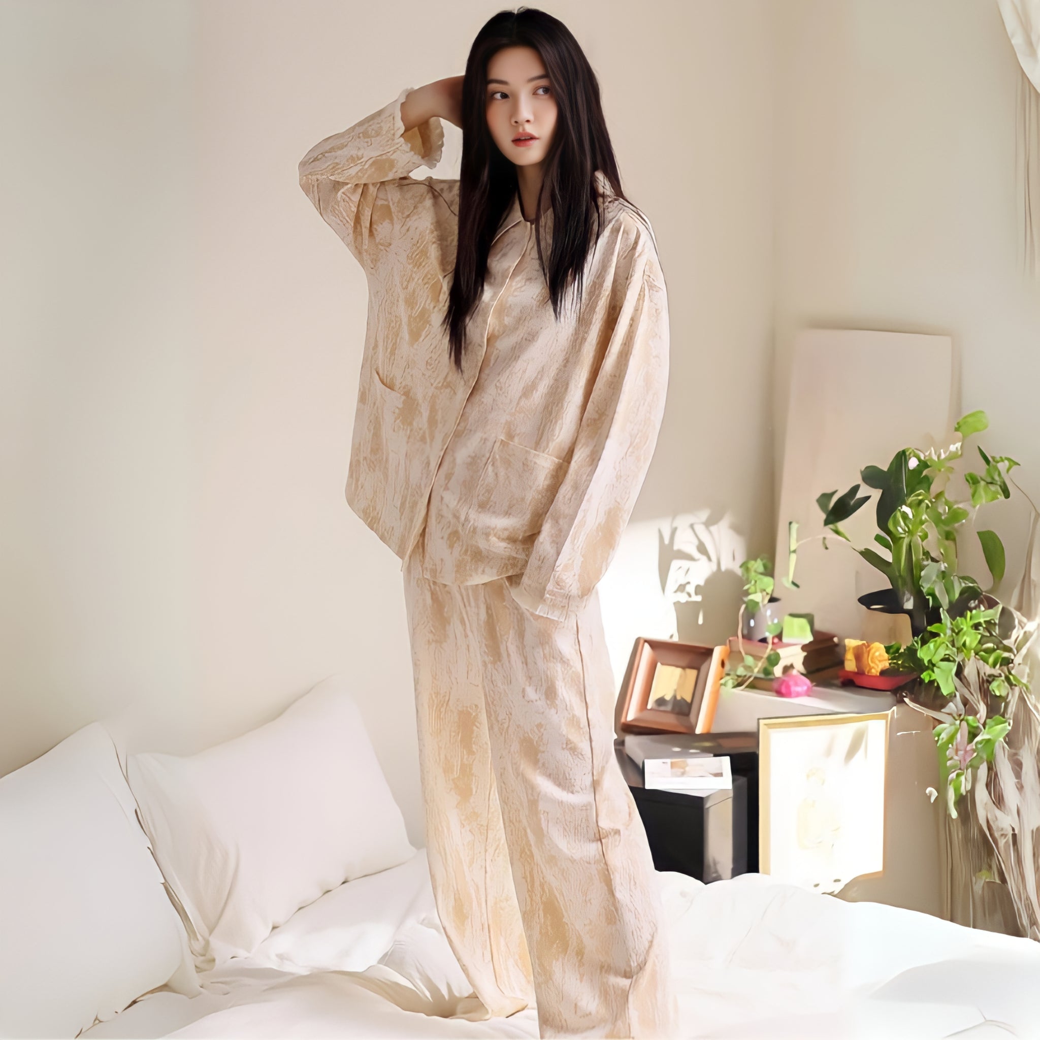 Soft cotton apricot pajamas