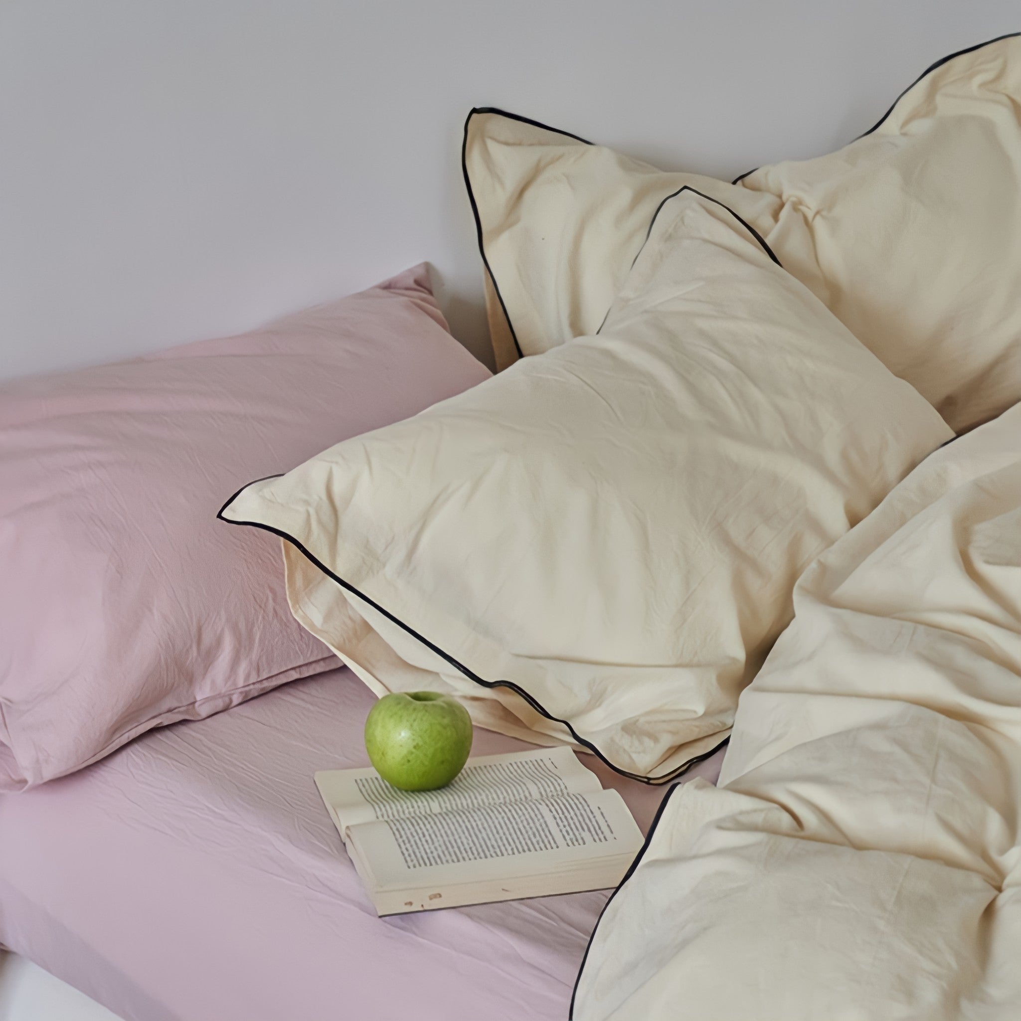 パイピングウォッシュドコットン寝具セット 