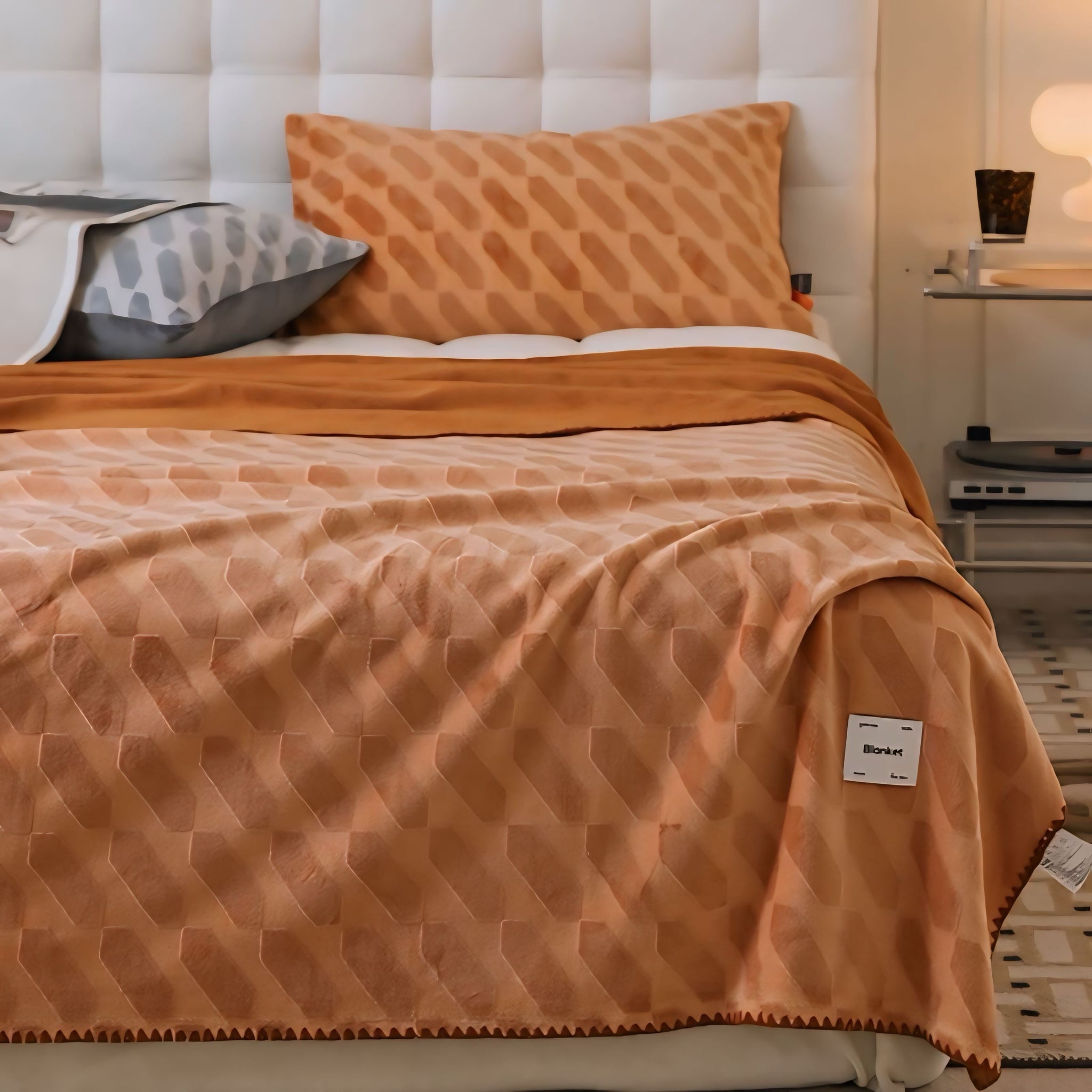 立体柄カラフルフリースブランケット 