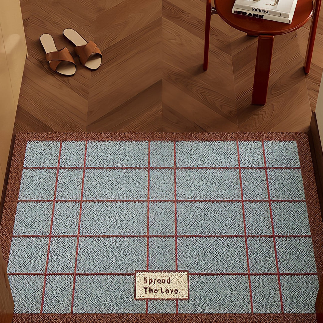 Academic Check Doormat Blue
