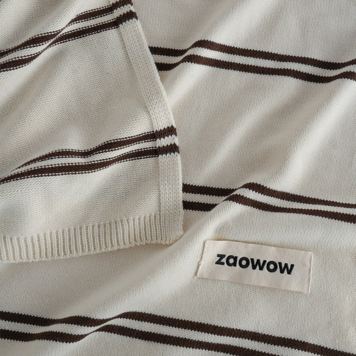 Brown Stripe Knit Blanket