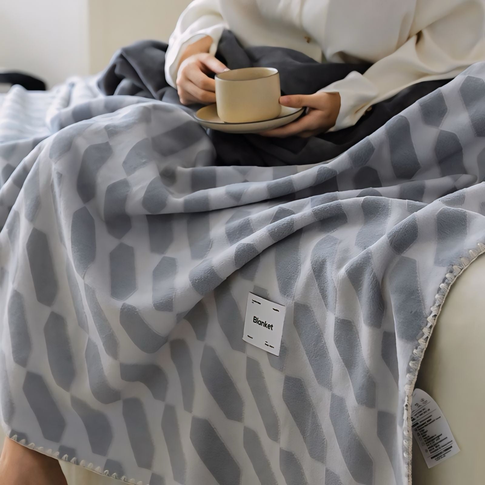 Colorful fleece blanket with 3D pattern