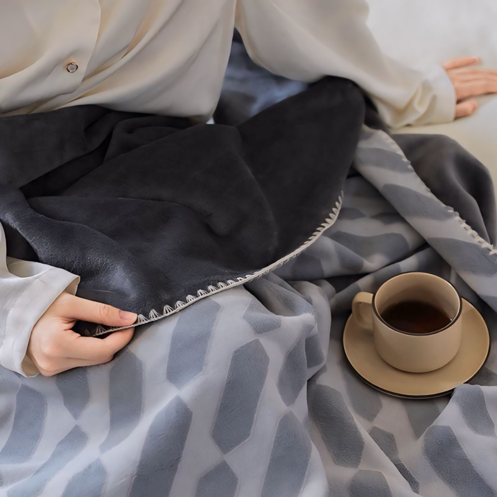 立体柄カラフルフリースブランケット 