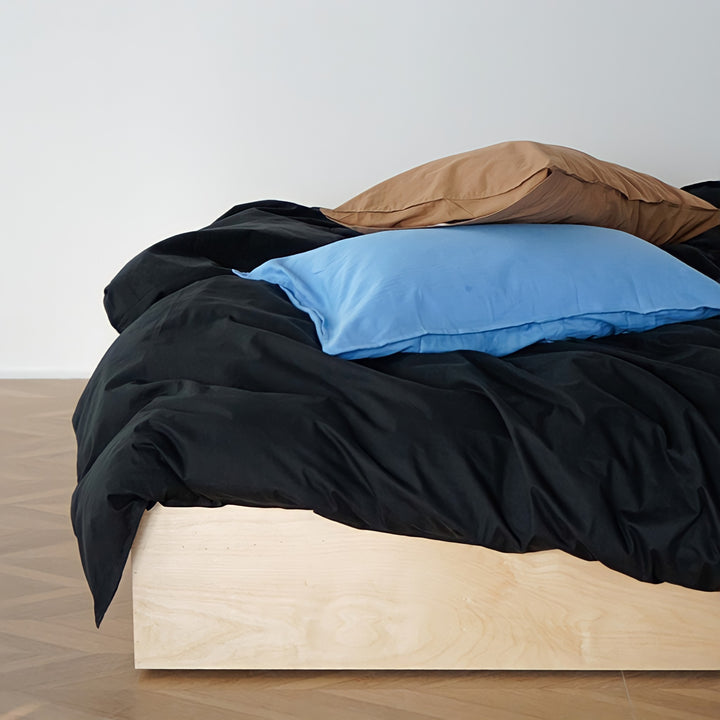 Pure Cotton Nuance Pastel Duvet Cover, Black