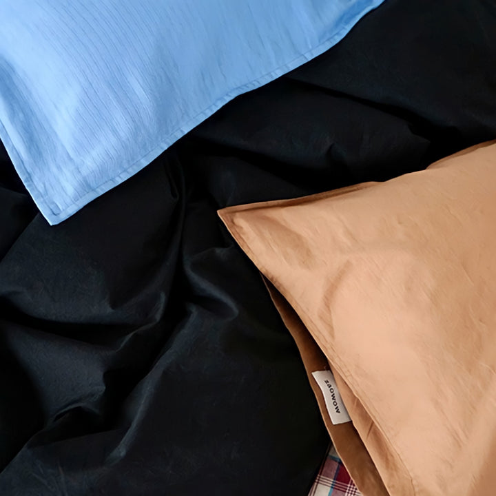 Pure Cotton Nuance Pastel Duvet Cover, Black