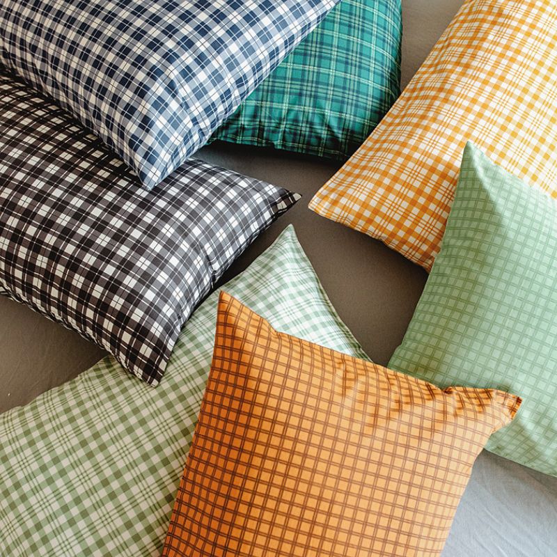 シンプルチェック柄コットン枕カバー2枚セット kocol