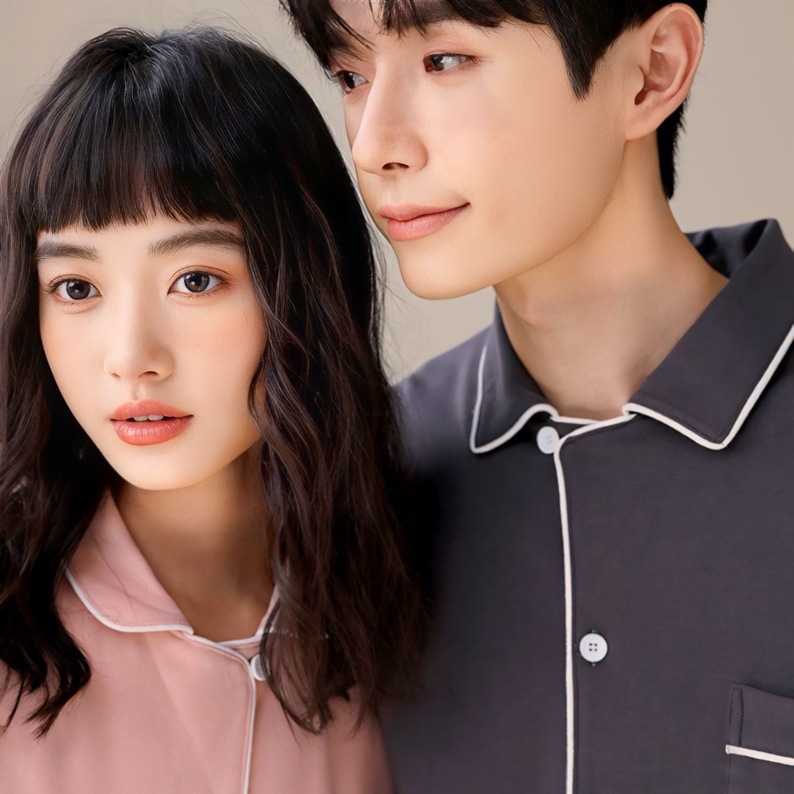 パイピングコットン長袖カップルパジャマ kocol