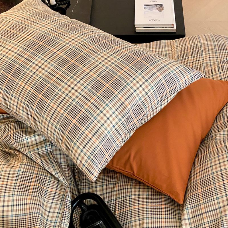 シンプルチェック柄コットン枕カバー2枚セット kocol