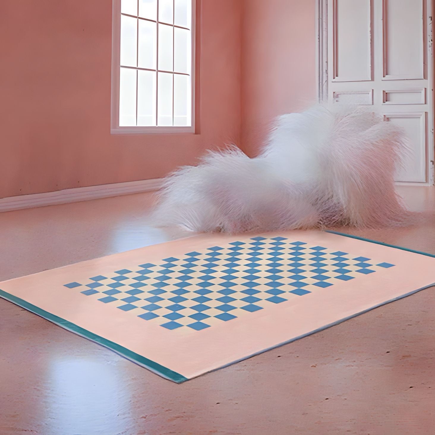 ピンク市松模様カーペット kocol