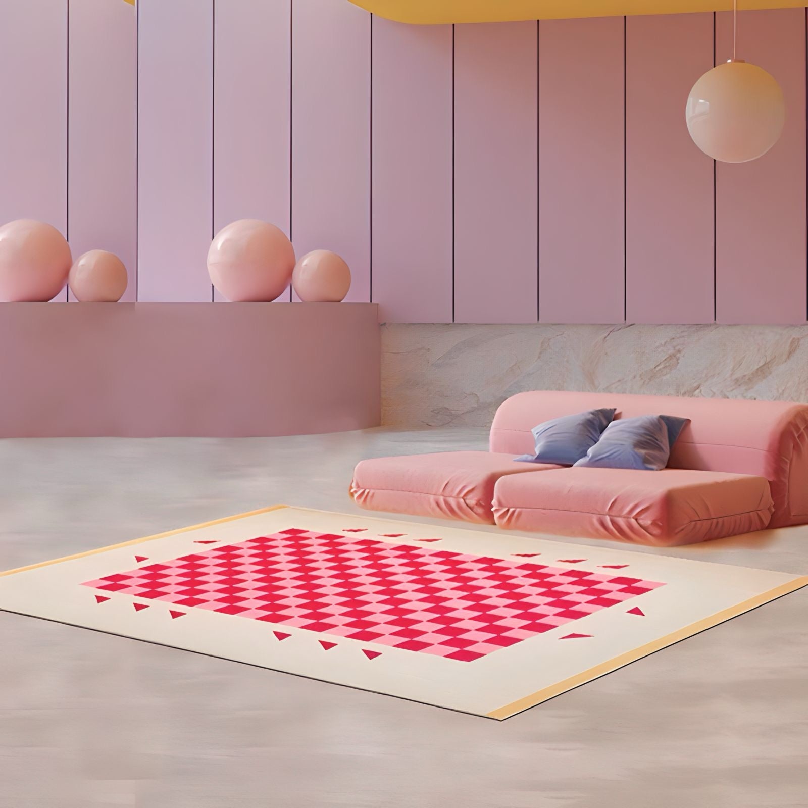 ピンク市松模様カーペット kocol