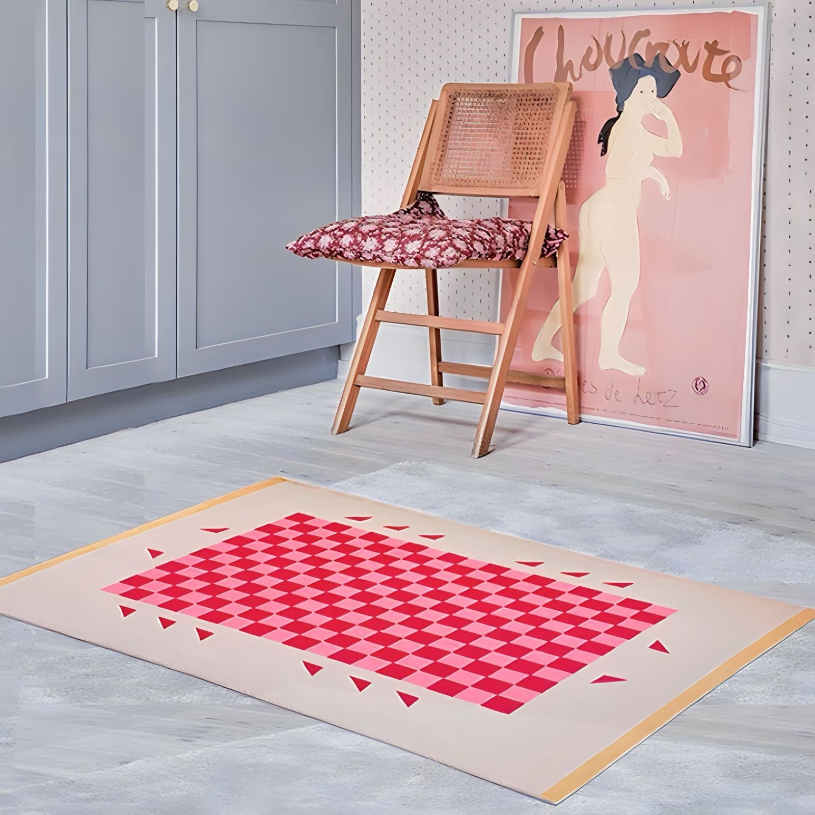 ピンク市松模様カーペット kocol
