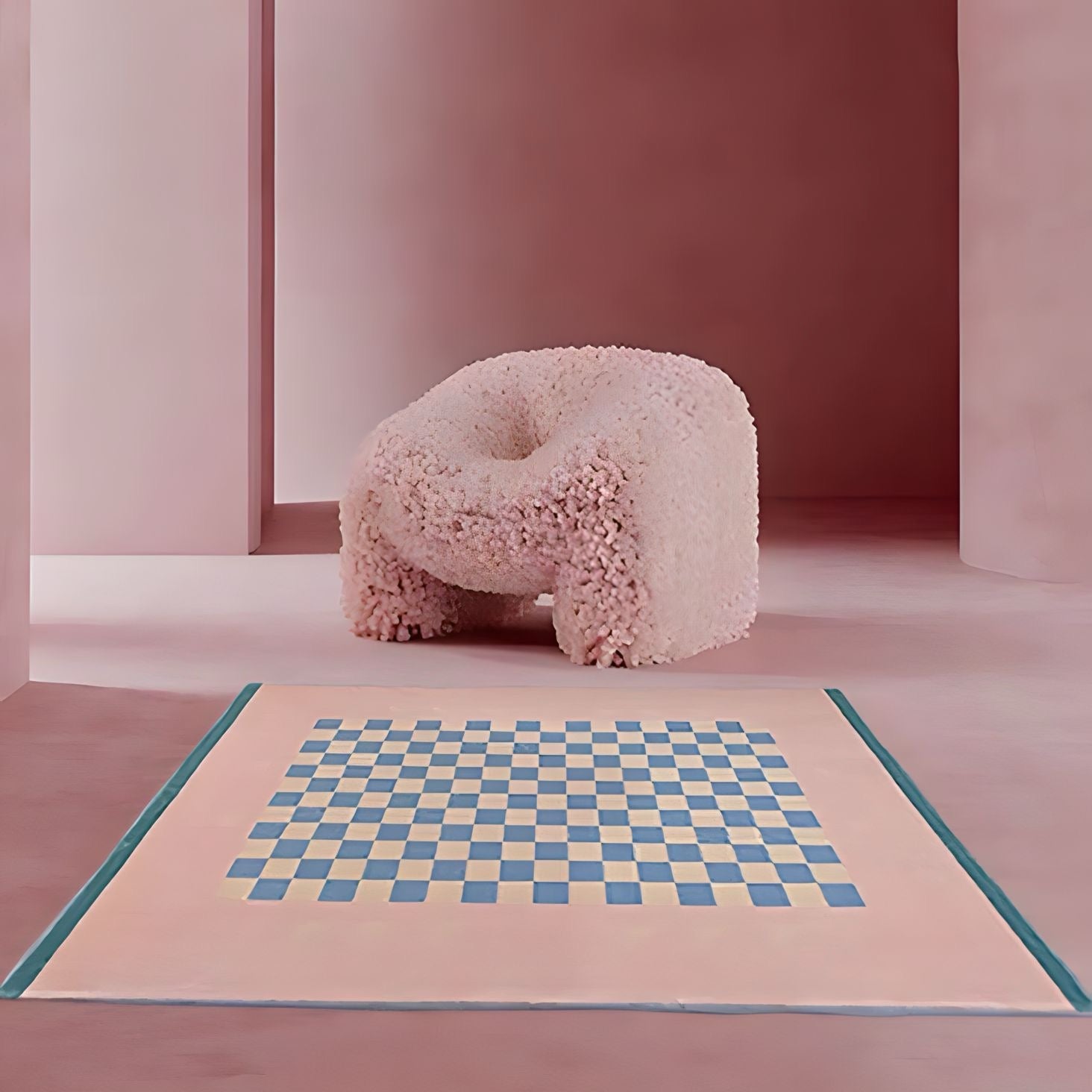 ピンク市松模様カーペット kocol