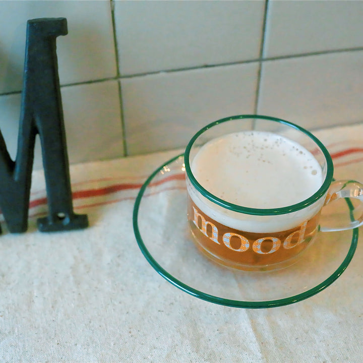 レトロガラスコーヒーカップアンドソーサー