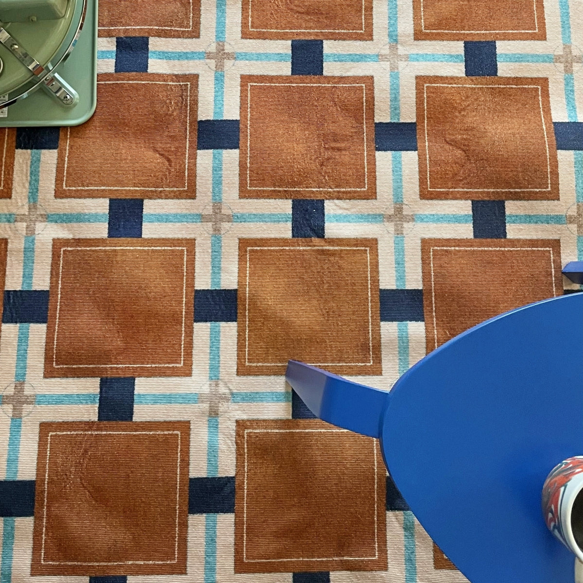 Retro Pattern Block Check Rug Carpet