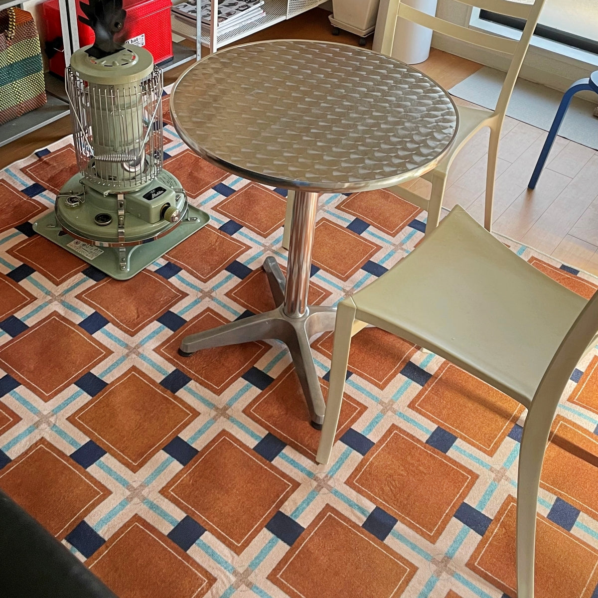 Retro Pattern Block Check Rug Carpet