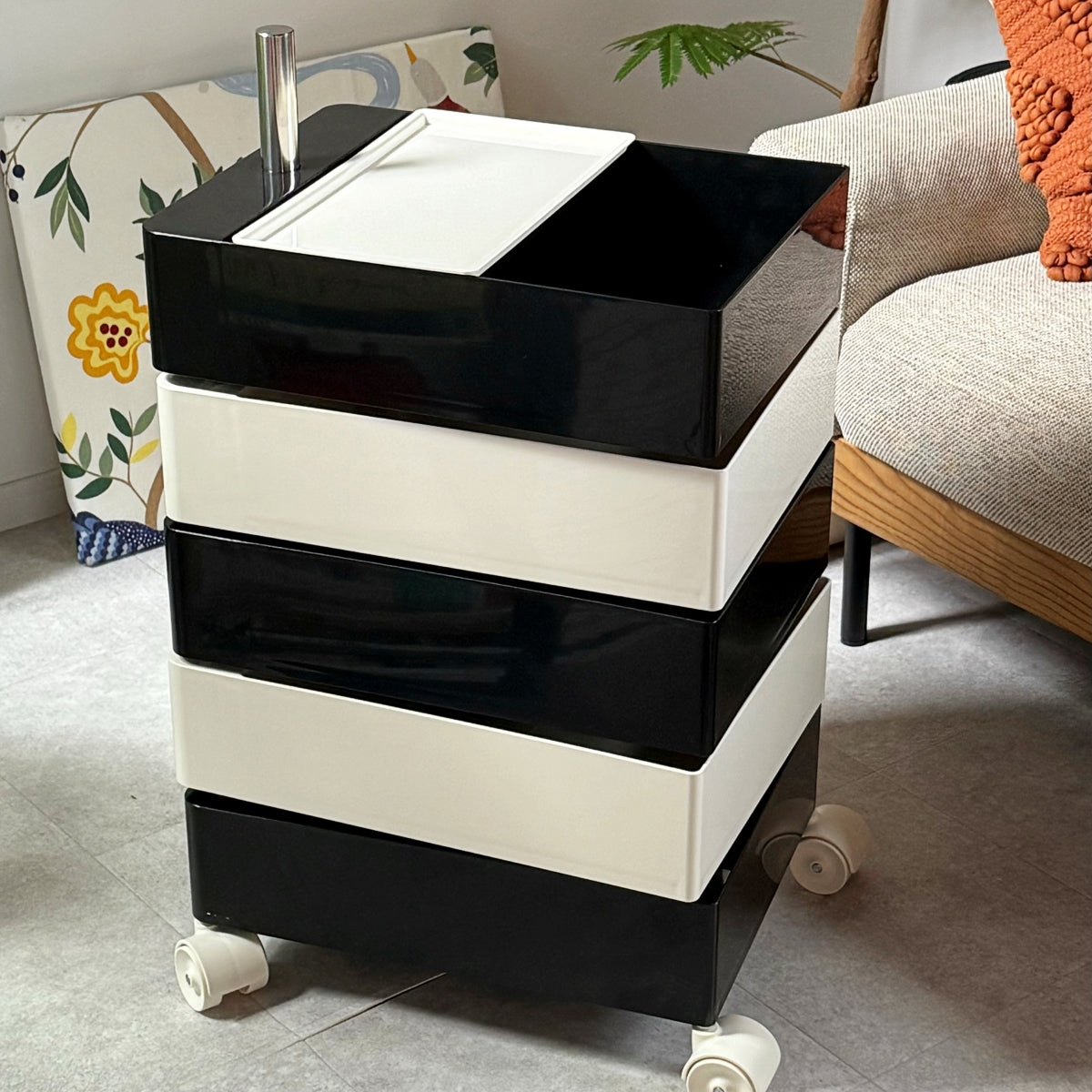 360°回転カラフルコンテナデスクワゴン kocol