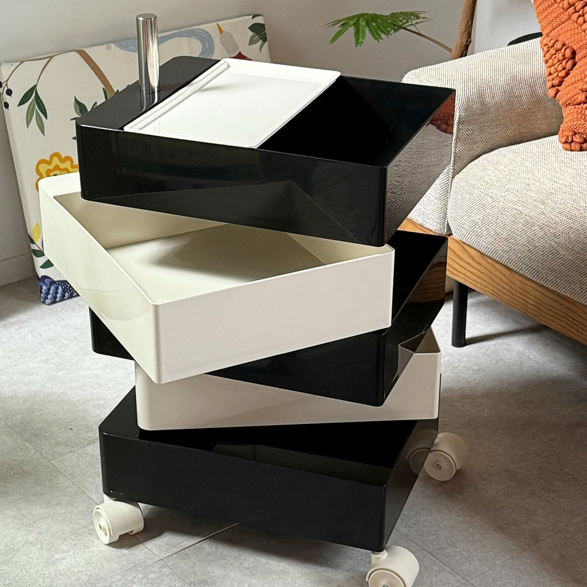 360°回転カラフルコンテナデスクワゴン kocol