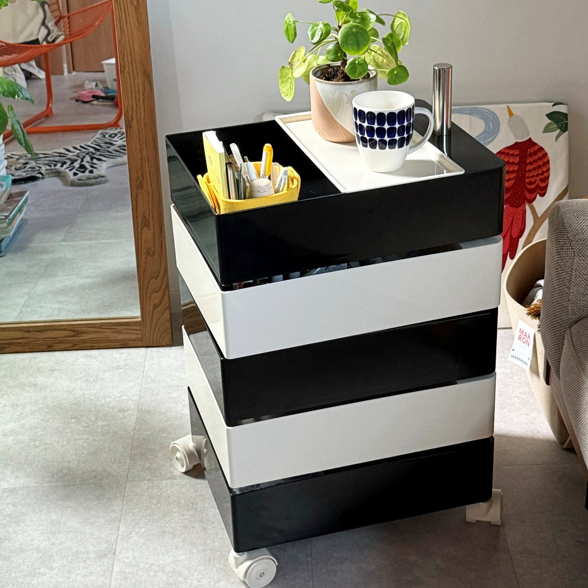 360°回転カラフルコンテナデスクワゴン kocol