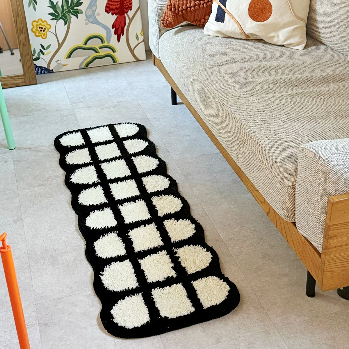 Black and white long rug