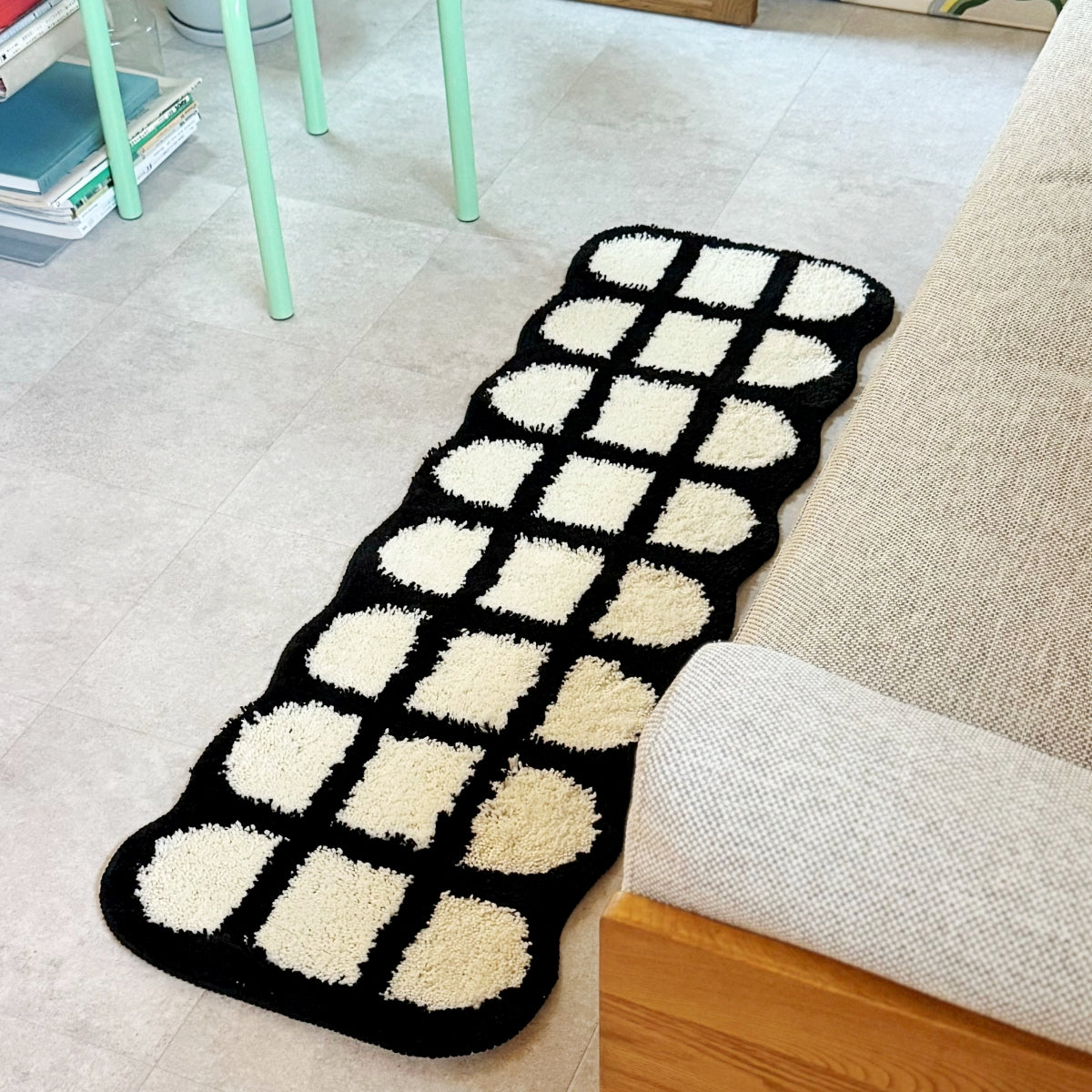 Black and white long rug