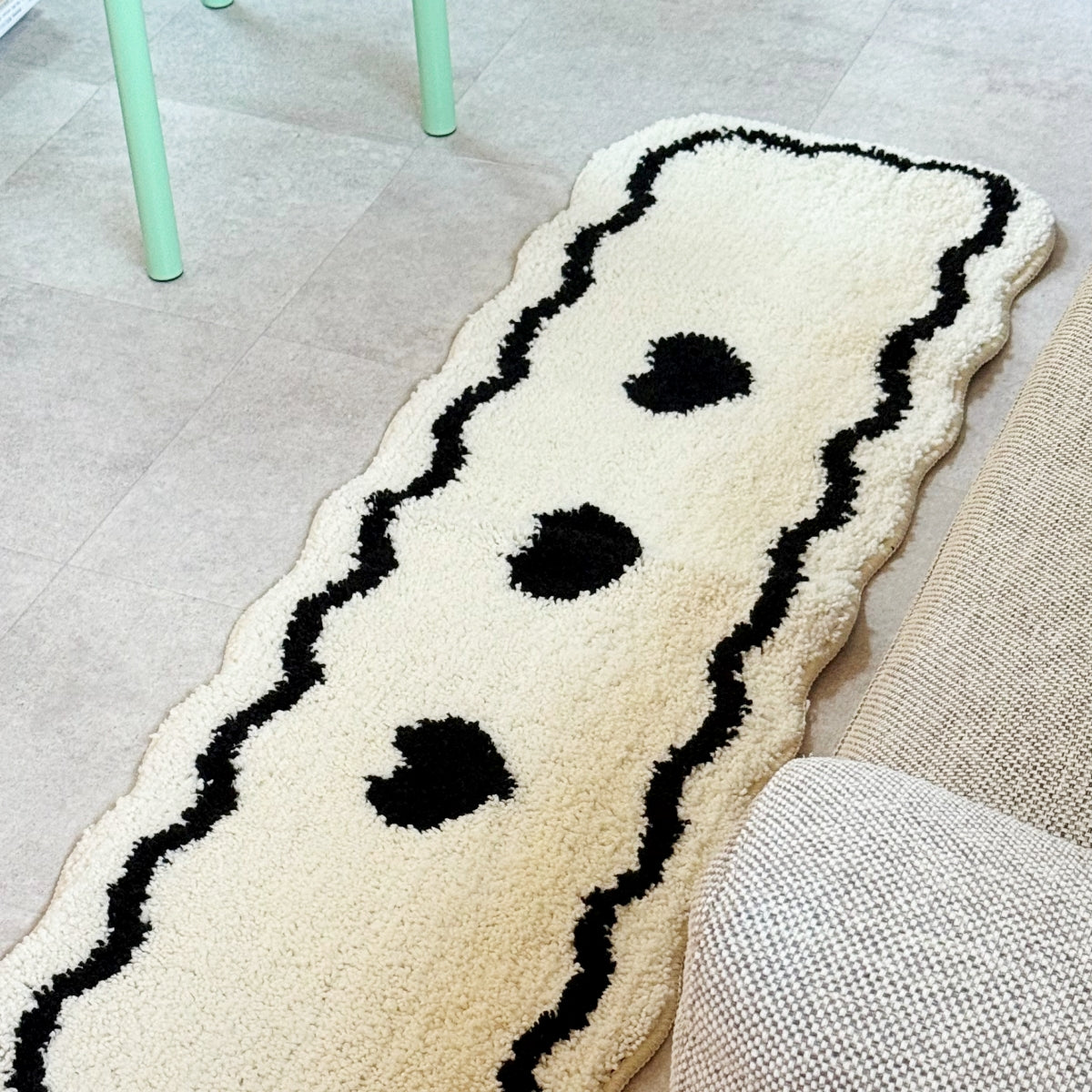 Black and white long rug