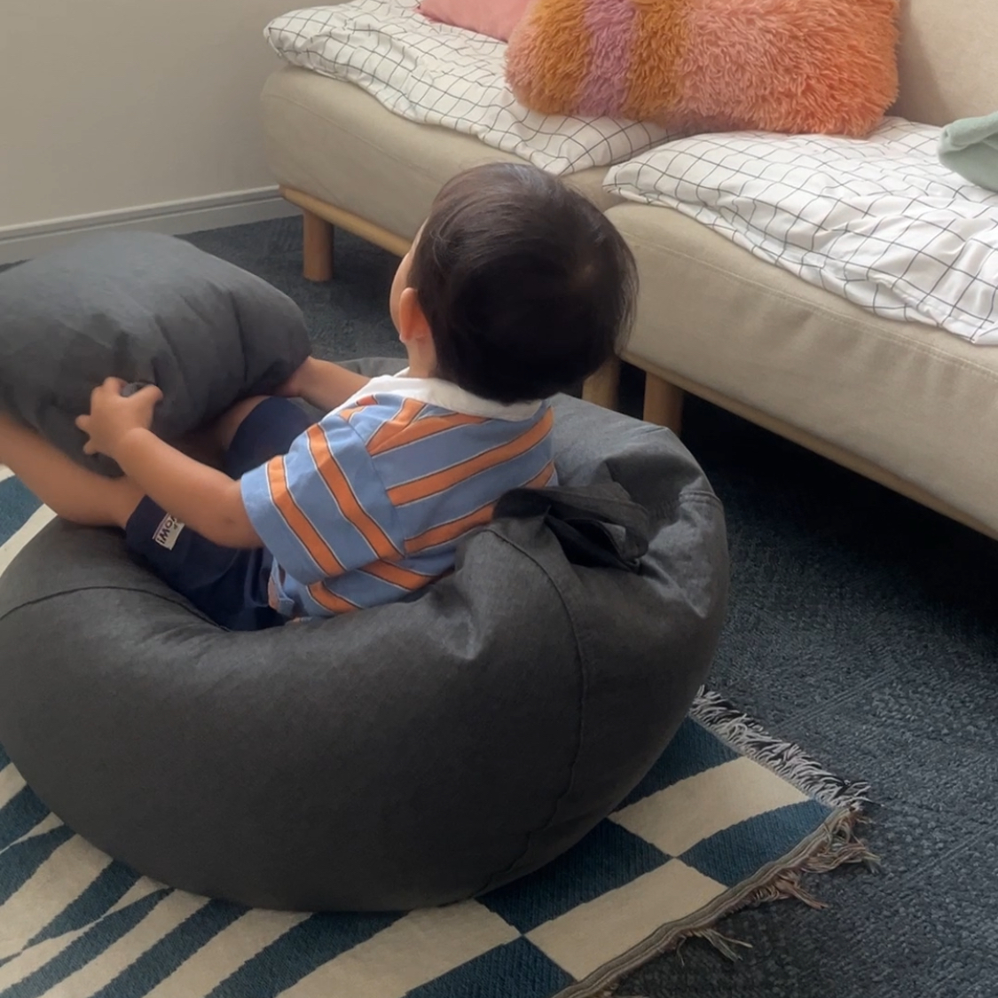 フットレスト付きカラフル一人掛けビーズクッションソファ kocol