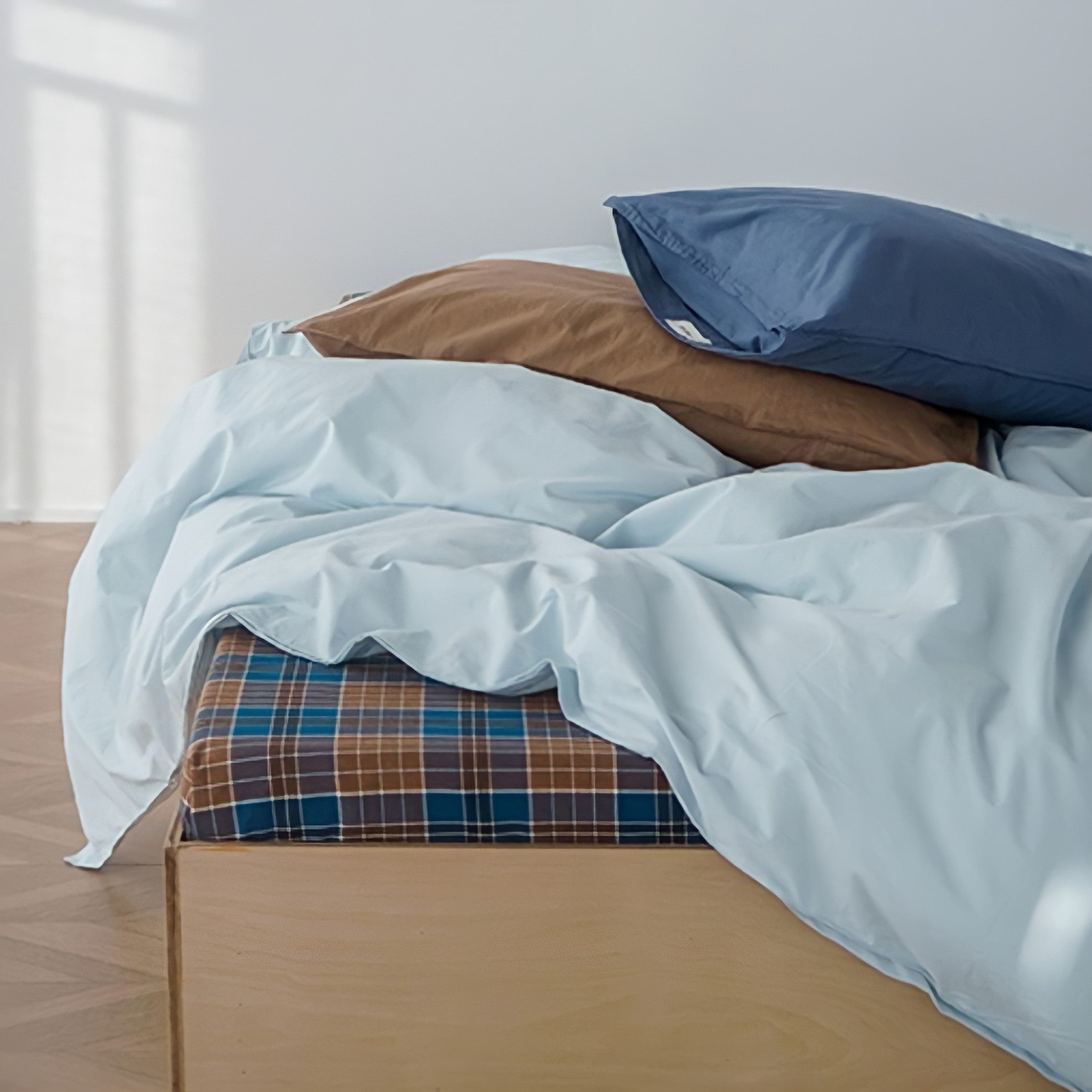 ピュアコットンニュアンスパステル布団カバー ライトブルー