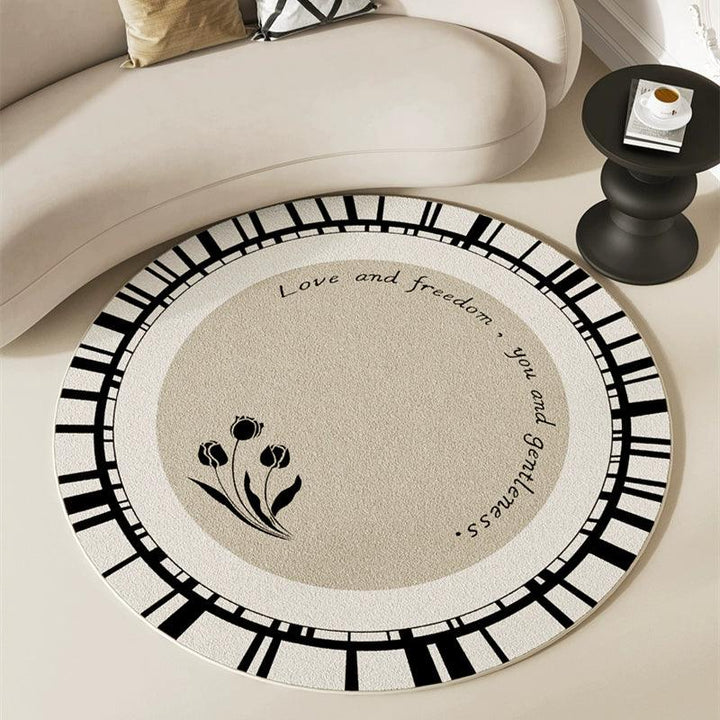 クリーム色ラウンドラグマット カーペット フロアマット / Cream round rug carpet floor mat - kocol