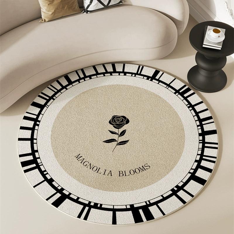 クリーム色ラウンドラグマット カーペット フロアマット / Cream round rug carpet floor mat - kocol