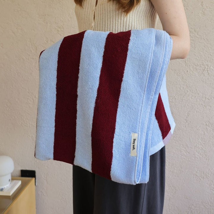 ワイドストライプカラーブロックコットンタオル