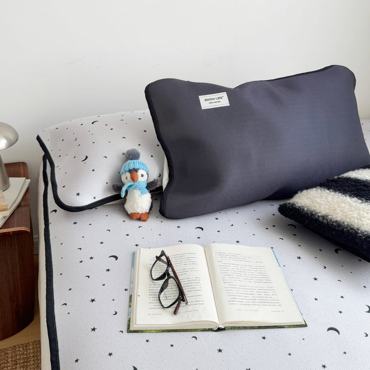 Ice Silk Star & Moon Mat Set Silver Grey