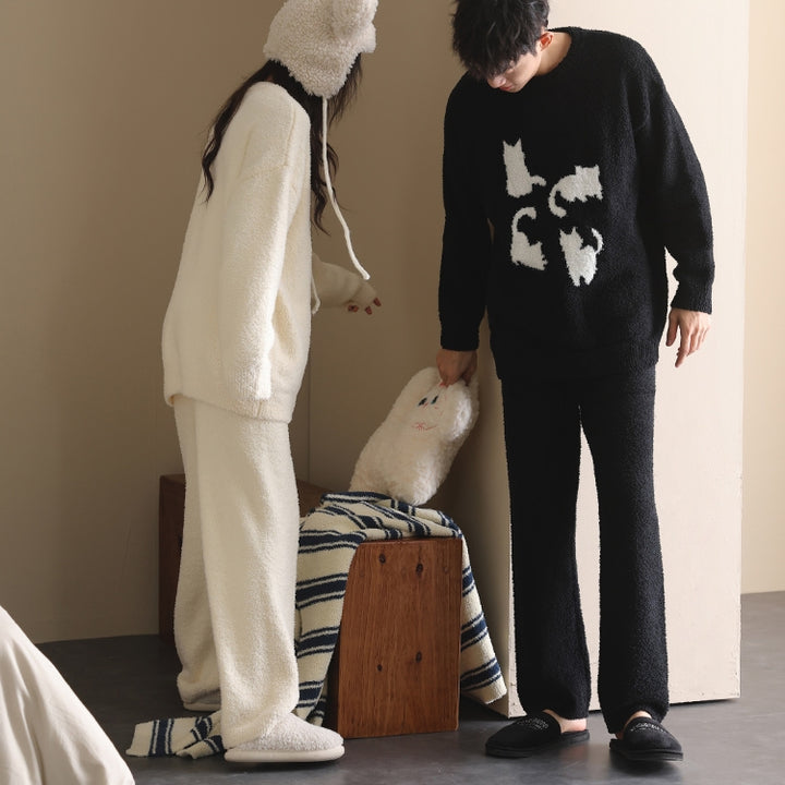 Fluffy cat silhouette loungewear 