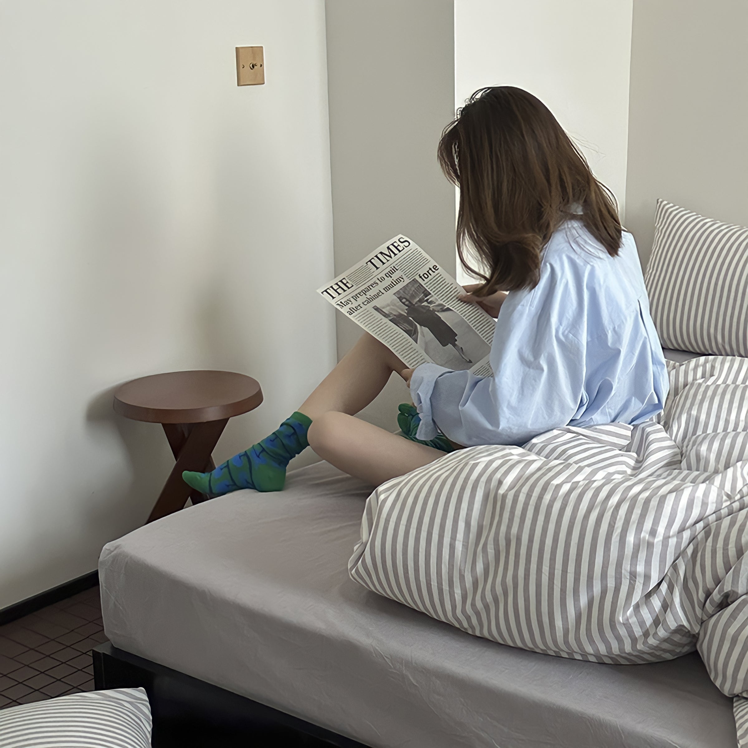 コットンカラーストライプ寝具セット 