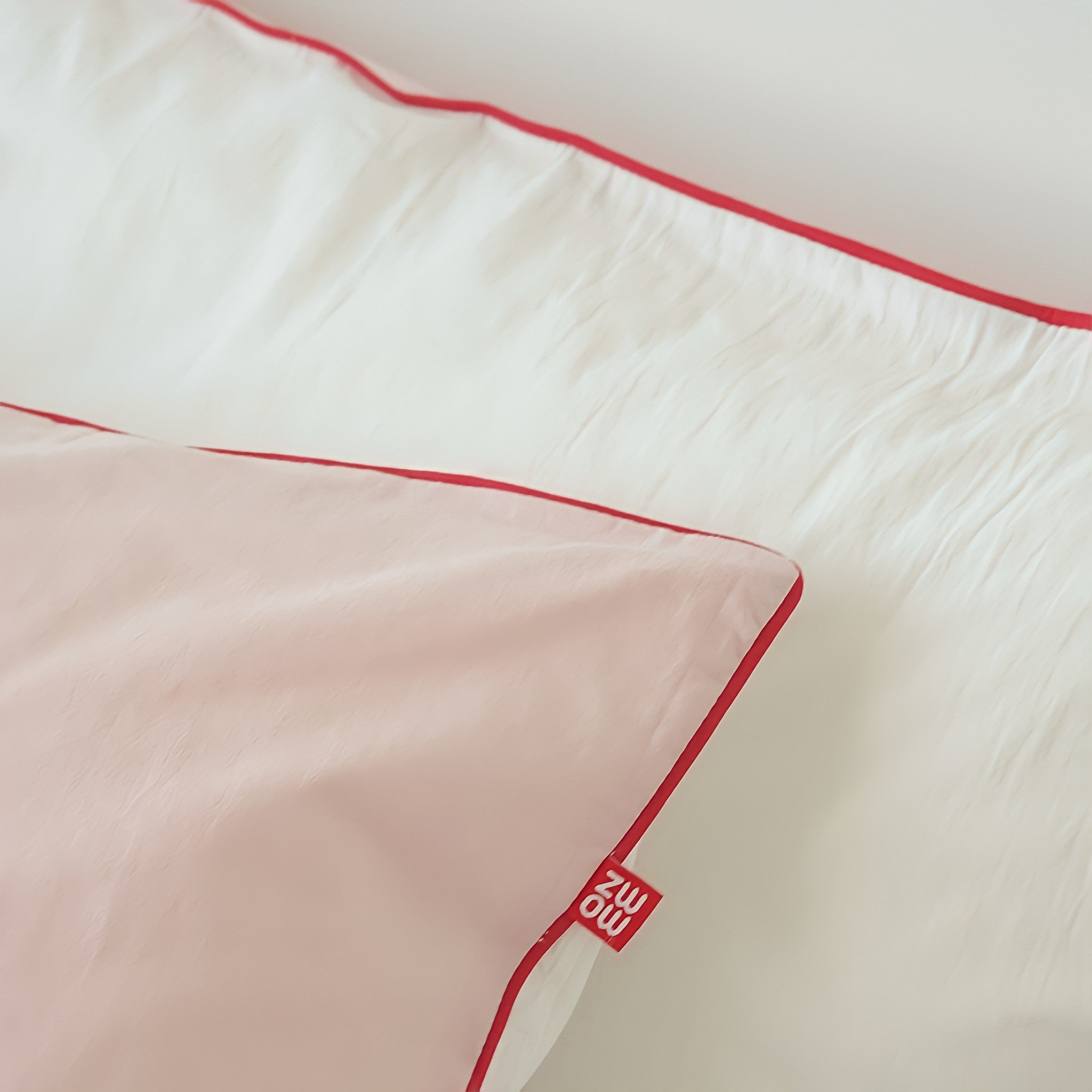 パイピングピンクホワイト寝具セット