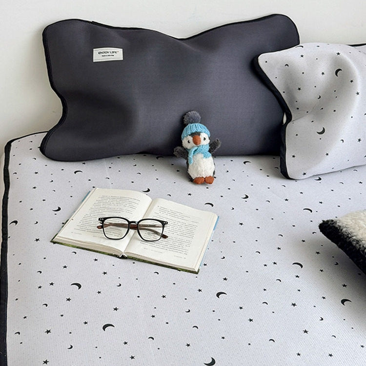 Ice Silk Star & Moon Mat Set Silver Grey