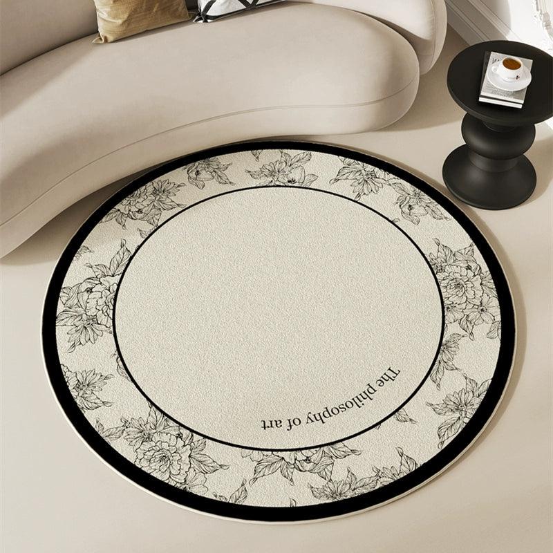 クリーム色ラウンドラグマット カーペット フロアマット / Cream round rug carpet floor mat - kocol