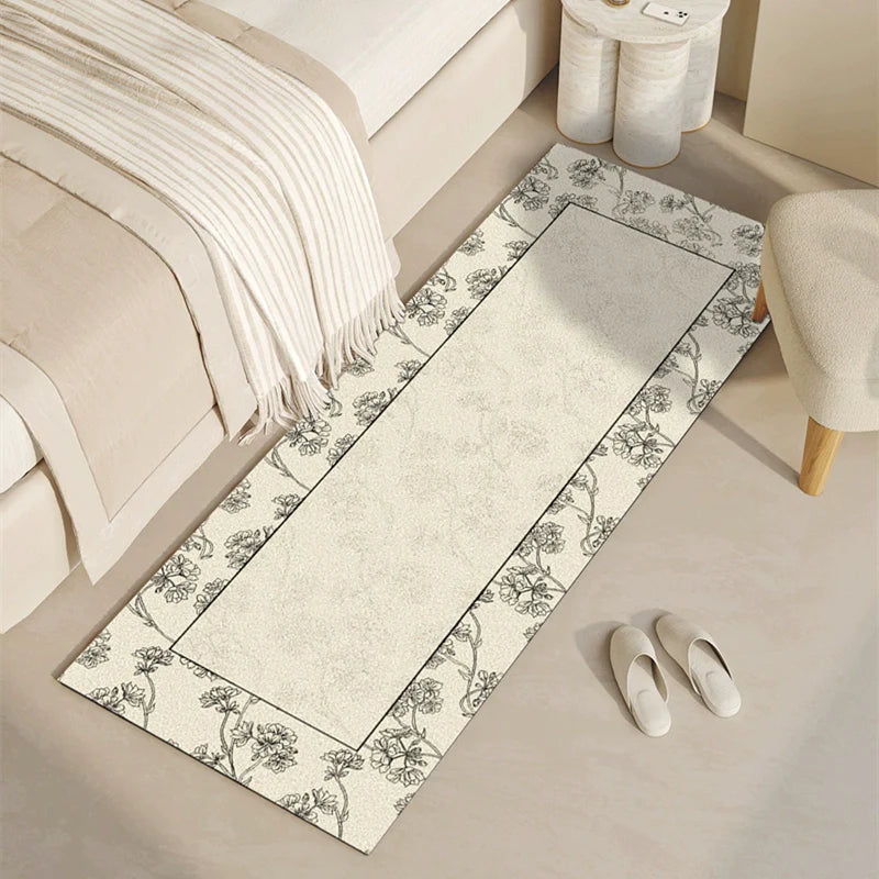 花柄フレンチ ベッドサイド ラグマット カーペット/ Flower French bedside rug mat carpet - kocol