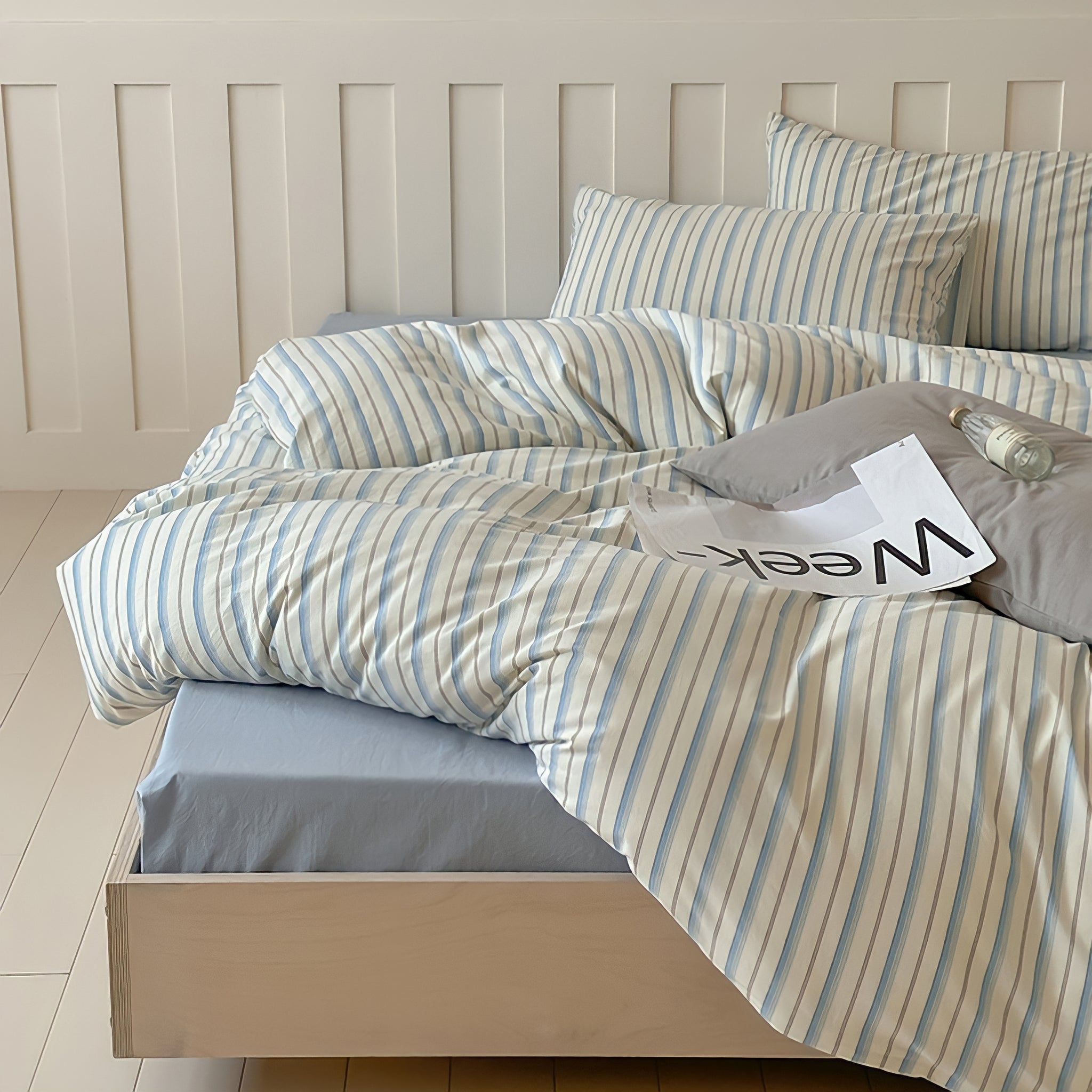 コットンカラーストライプ寝具セット 