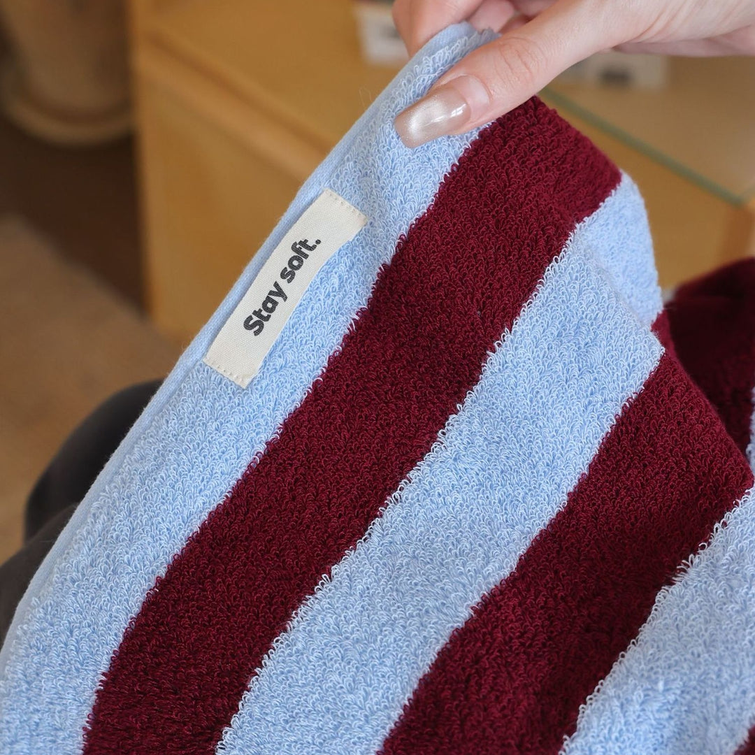 ワイドストライプカラーブロックコットンタオル