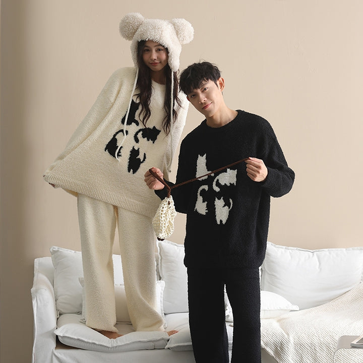 Fluffy cat silhouette loungewear 