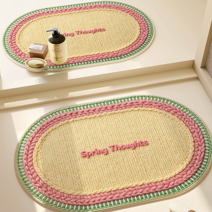 Lettered Design Oval Bath Mat Watermelon
