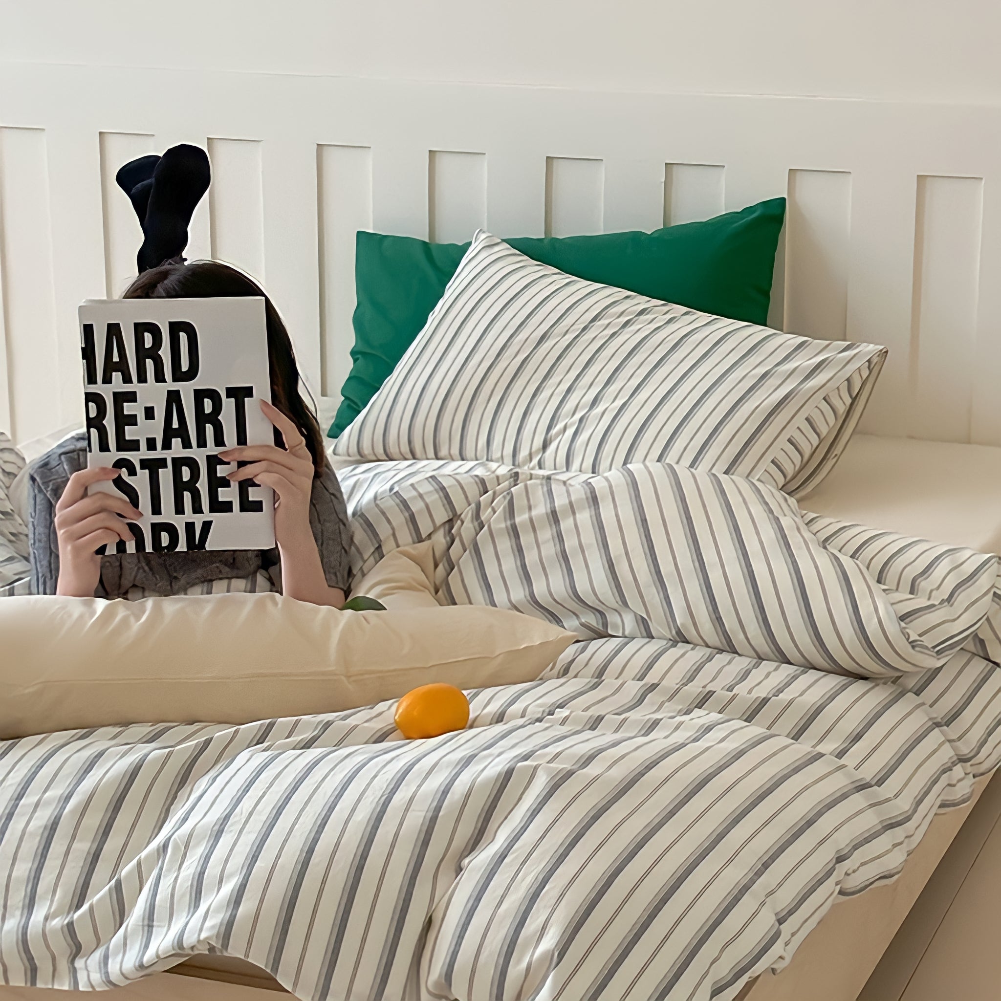 コットンカラーストライプ寝具セット 