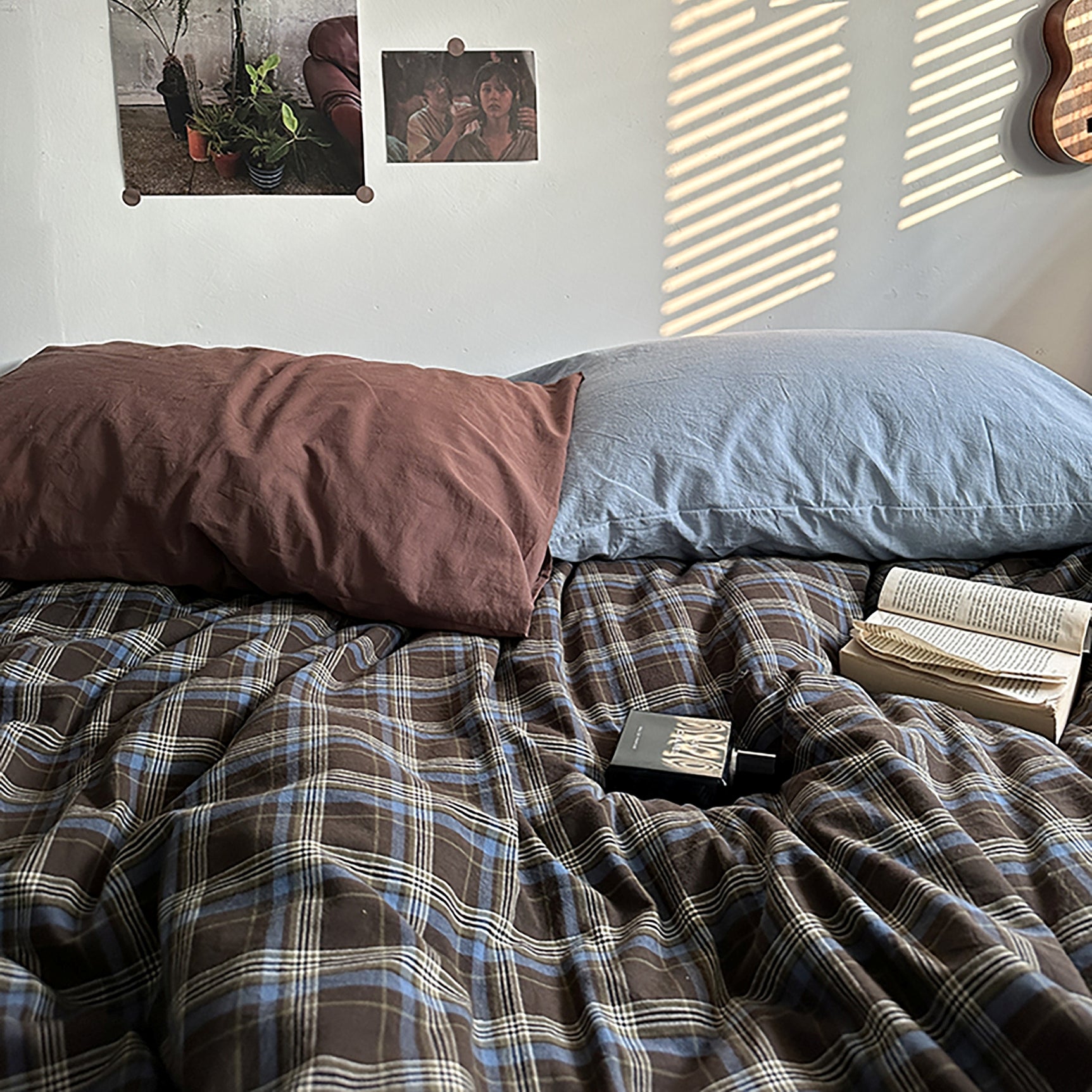 ヴィンテージブラウンチェック寝具セット