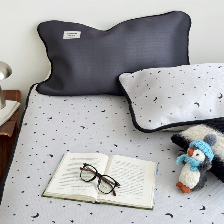 Ice Silk Star & Moon Mat Set Silver Grey