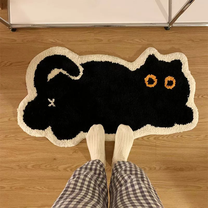 黒猫ラグマット カーペット 子供部屋マット / Black cat rug mat carpet Children's room mats - kocol