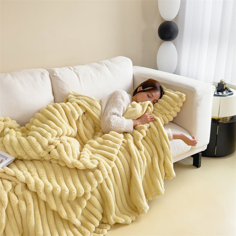 Coral Fleece Blanket "Custard"