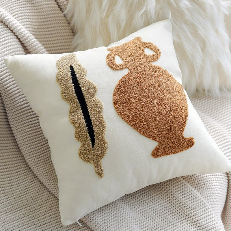 ブラウンレトロクリームライトクッションカバー kocol