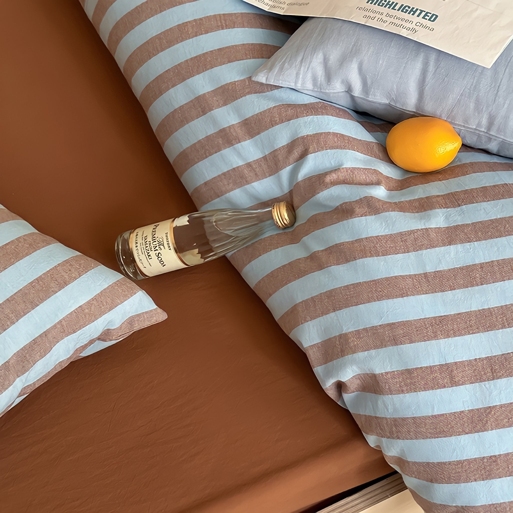 コットンカラーストライプ寝具セット 