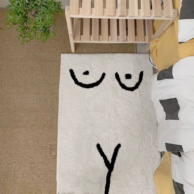 Unique Pattern Rug Mat White