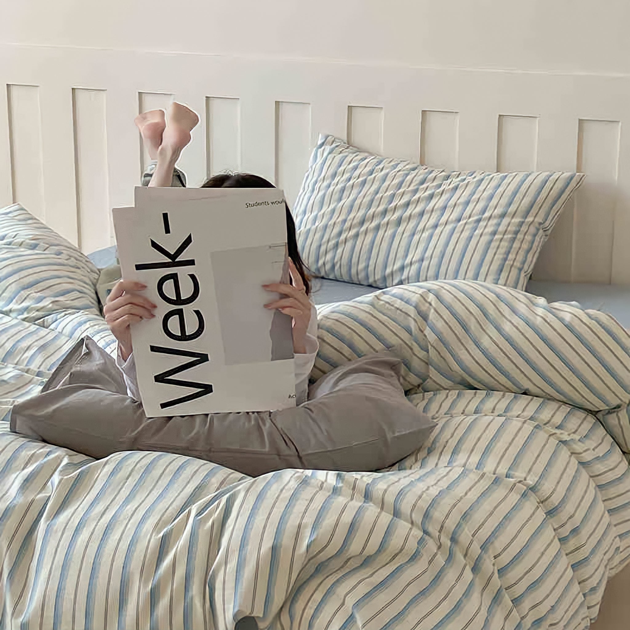 コットンカラーストライプ寝具セット 